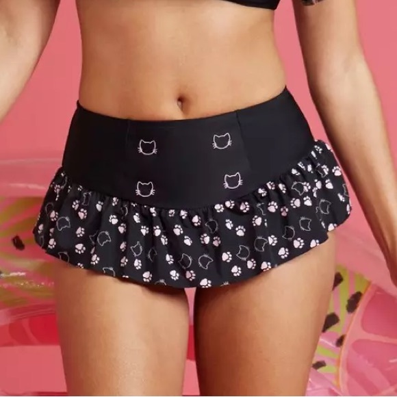 Black‎ Cat Skirted Swim Bottoms Hot Topic - Picture 1 of 3